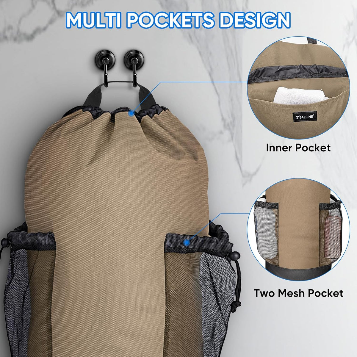 BALEINE 120L Laundry Bag Backpack, 900D Oxford Fabric Large Travel Laundry Bags with Shoulder
