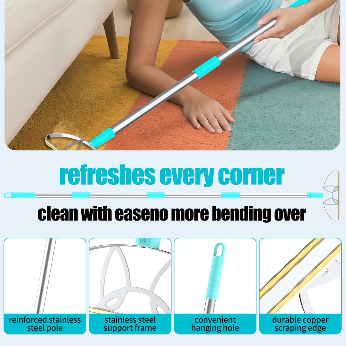 ULTRA+MAX+Pro LINTPLUS Pet Hair Remover Kit - 3-Size Carpet Rakes (S/M/L) w/Stainless Steel Handles
