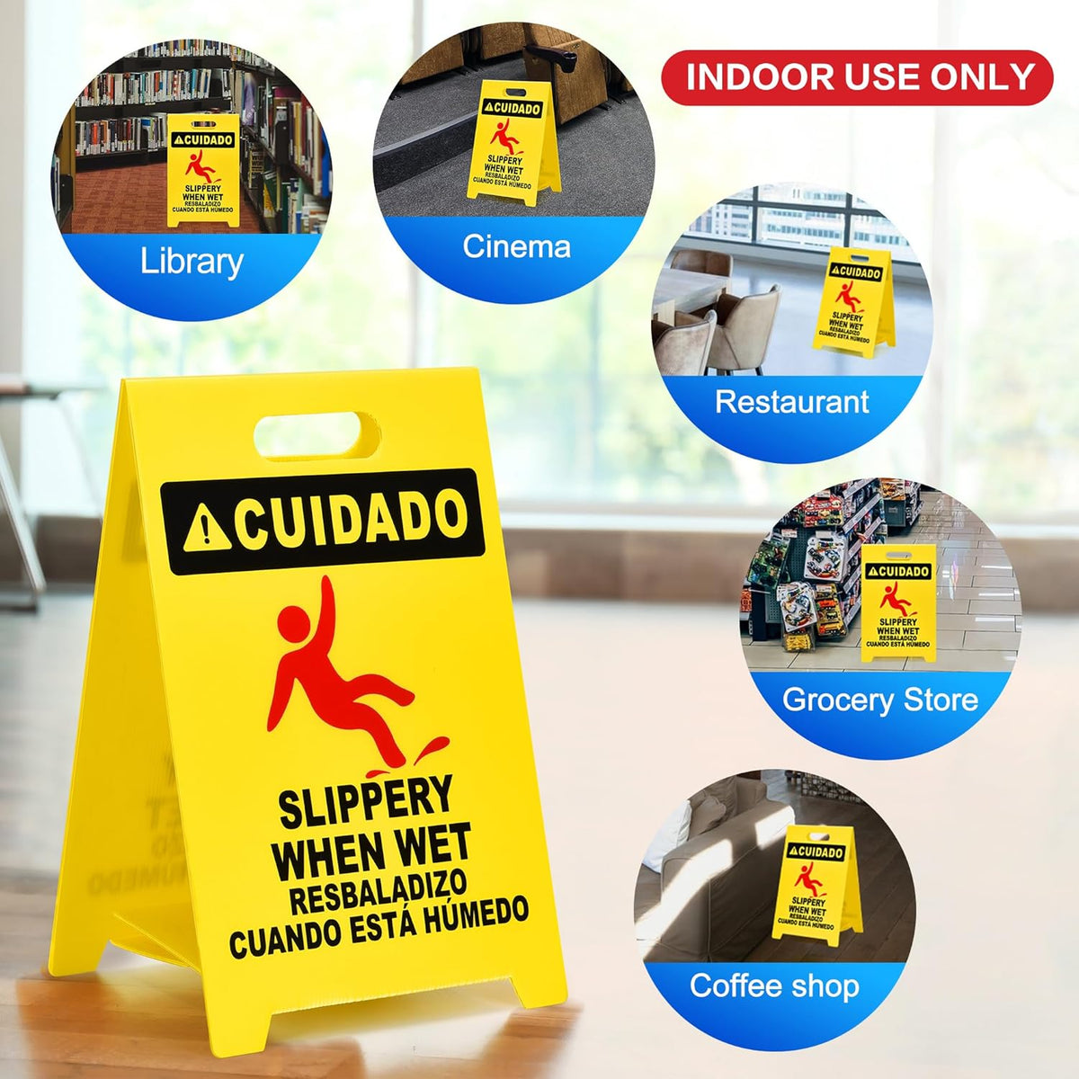 MATTHEW CLEANING 19'' Industrial Wet Floor Sign 6 Pack 2-Sided Durable Corrugated Plastic Birght