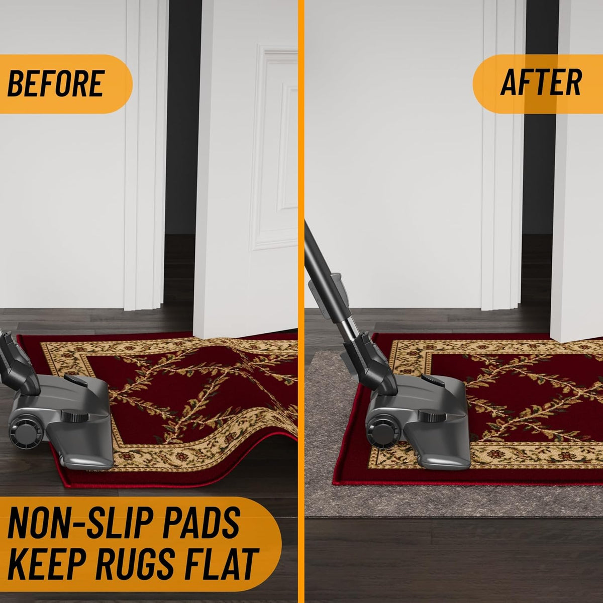 Ottomanson 7' x 8' Non-Slip Rug Pad Gripper 1/4 Inch Thick Dual Surface Felt + Rubber Gripper