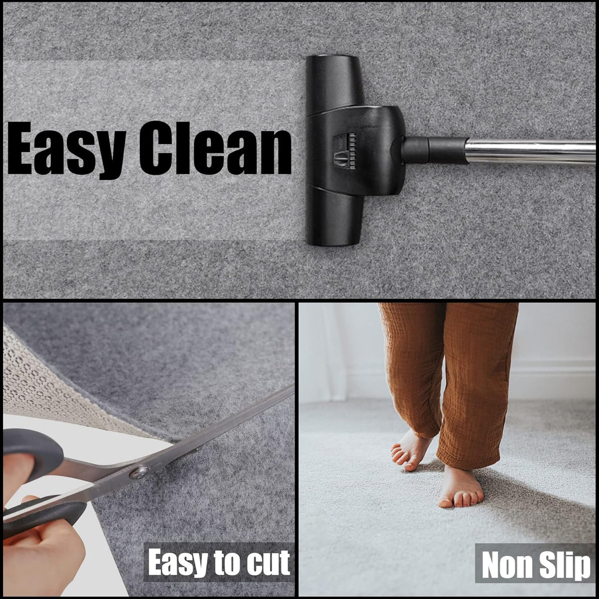 Non Slip Rug Pad Grippers - 5x7, 1/4" Thick, Felt + Rubber Double Layers Area Carpet Mat Tap