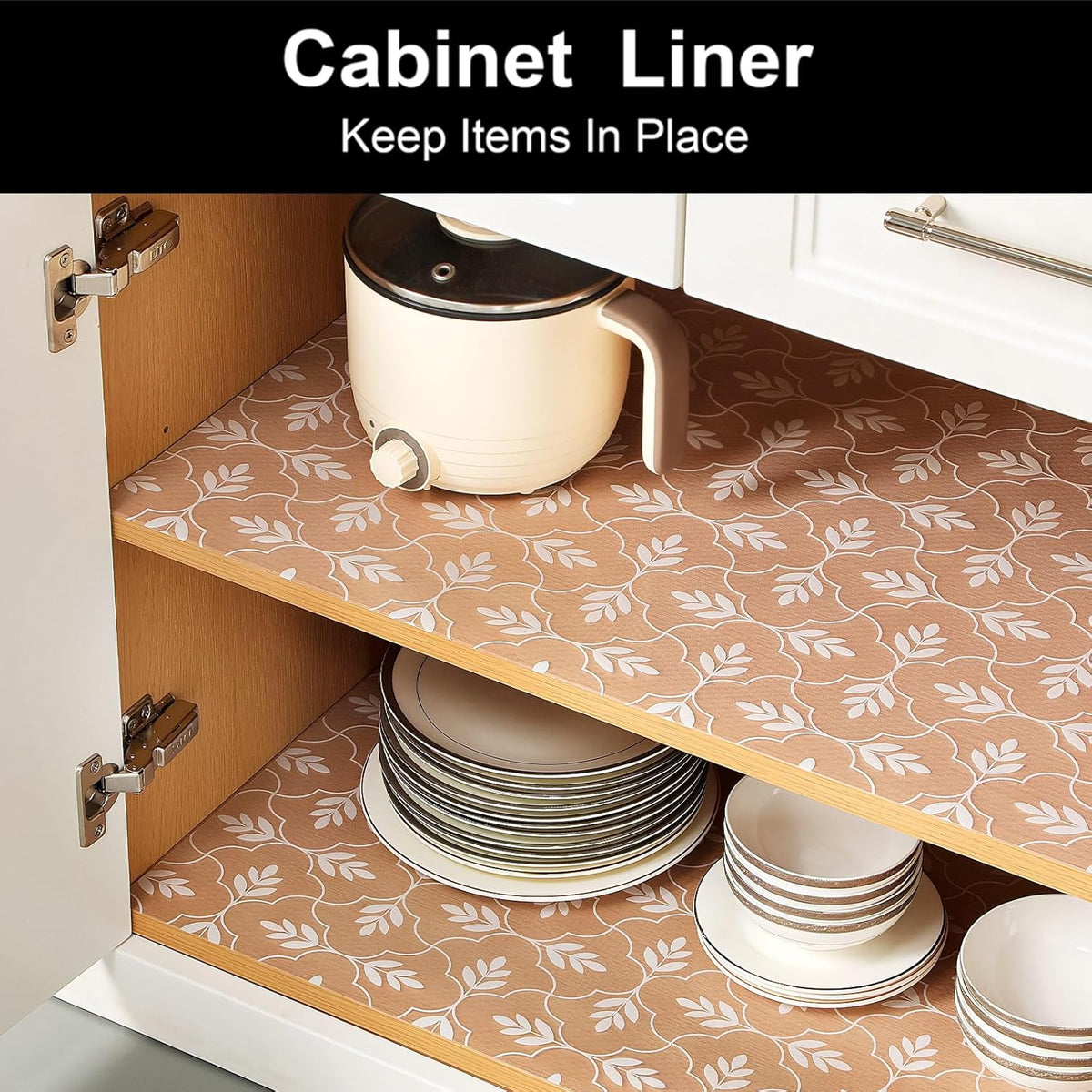 Cooyes Shelf Liners for Kitchen Cabinets Waterproof & Oil-Proof Kitchen Cupboard Mats Non-Slip