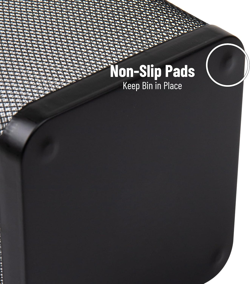 Mind Reader Mesh Trash Can, Waste Paper Basket, Square, Office, Metal Mesh, 9.75"L x 9.75"W x