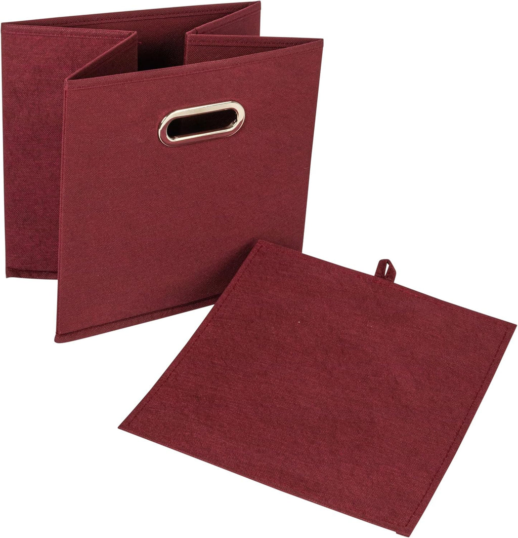 Household Essentials Fabric Storage Cube Bins, 6 Piece Set, Strong Poly-Woven Fabric, Chipboard