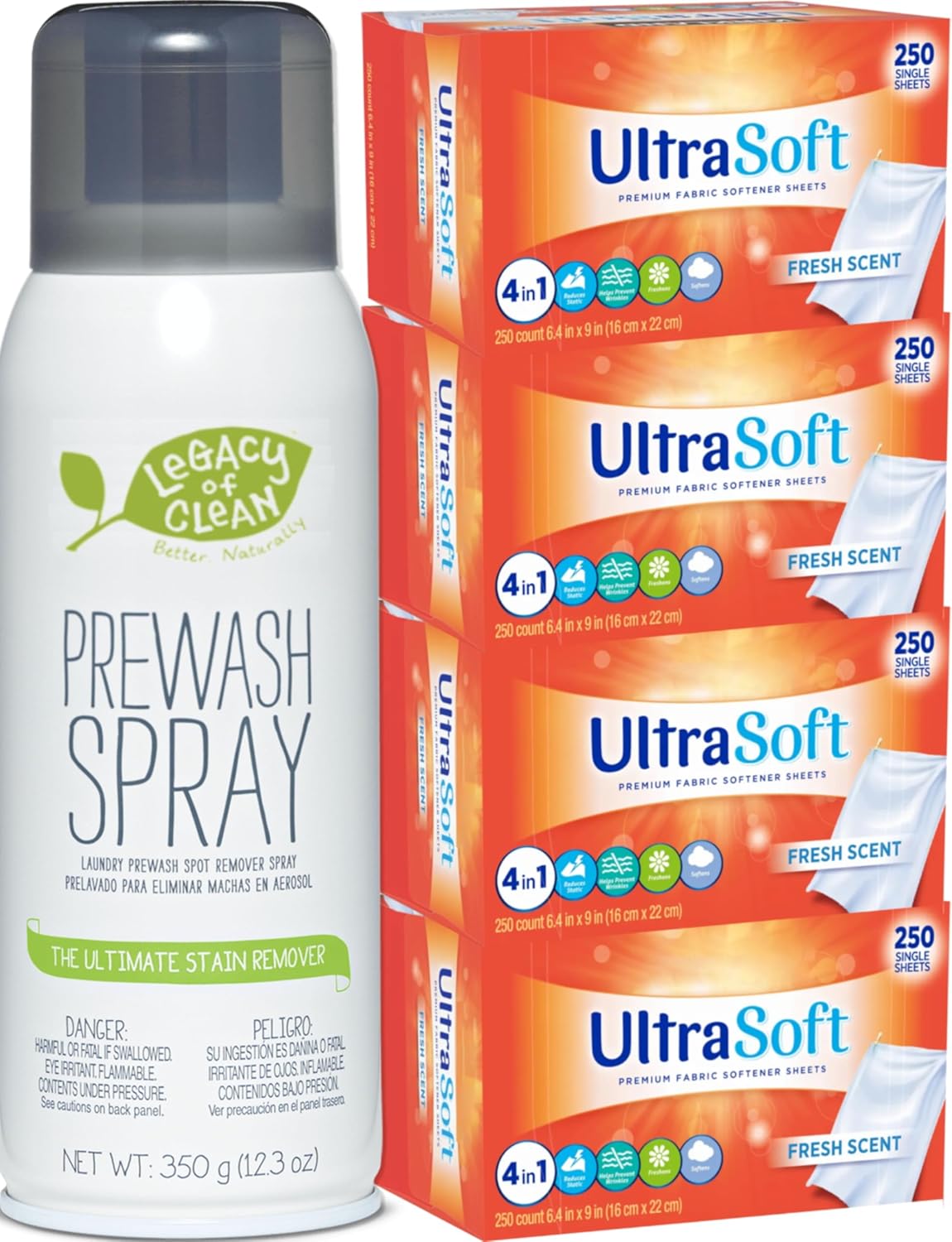 Laundry Prewash Spray Aerosol 12.3 Oz (Ultimate Tough Stain Remover for White Shirts/Clothes w/o