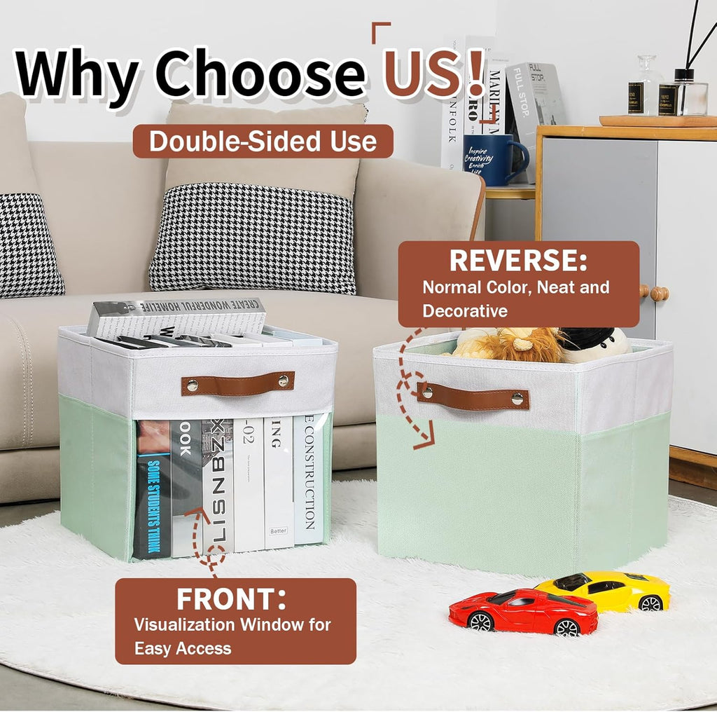 HNZIGE Clear Storage Cubes Bins 11 x 11, Fabric Storage Cube Bins for Storage Organizer,Shelf