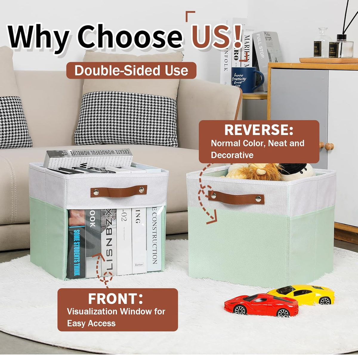 HNZIGE Clear Storage Cubes Bins 11 x 11, Fabric Storage Cube Bins for Storage Organizer,Shelf