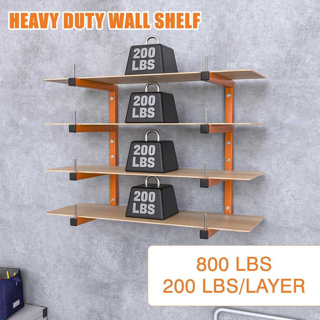 2-Pack Lumber Storage Rack, Wood Storage Racks Wall Mount, Heavy Duty Garage Wood Organizer With