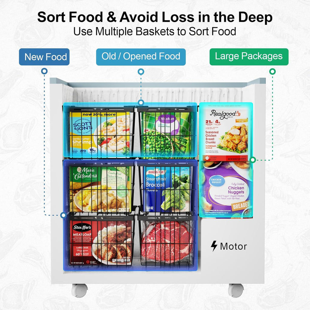 iSPECLE Freezer Organizer Bins - 5 Pack Adjustable & Extra Large Deep Freezer Organizer Bins for 5