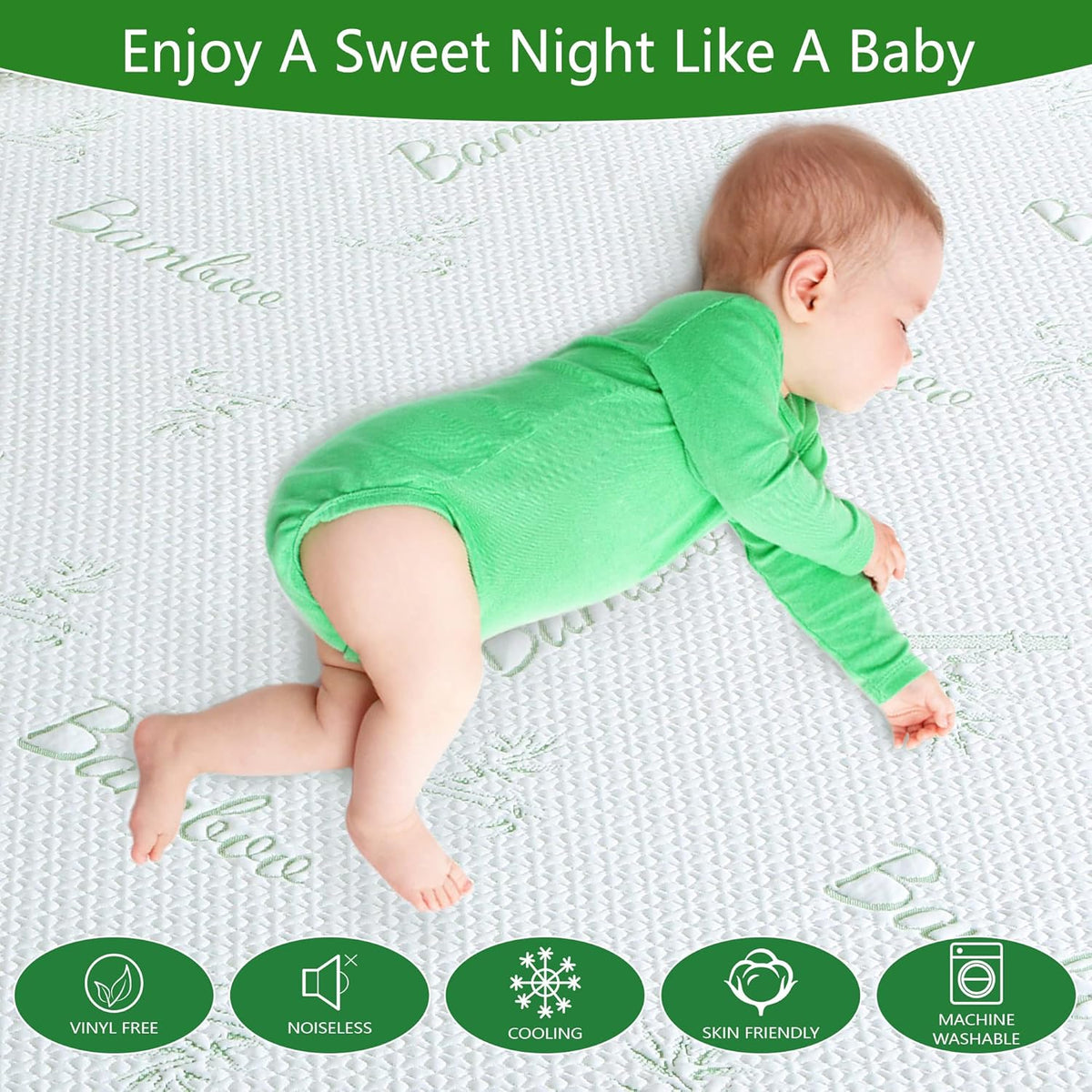 GOONIK Twin Size Mattress Protector, Breathable Bamboo Viscose Waterproof Twin Mattress Pad Cover