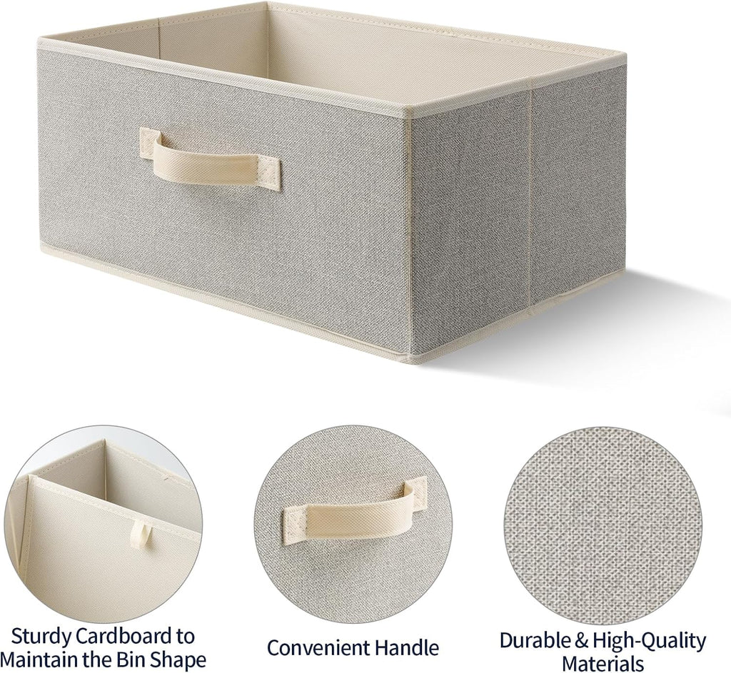 Storage Baskets, 15.7-Inch Woven Fabric Bins, Storage Cubes with Reinforced Handles, Organizer Bins
