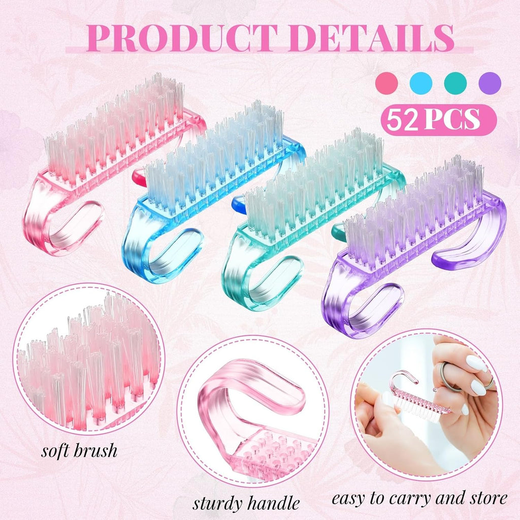Patelai 100 Pcs Handle Grip Nail Brush Bulk Colorful Nail Scrubber Cleaner Fingernail Brushes Hand