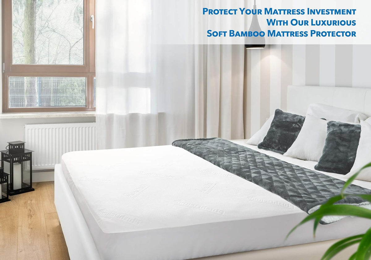 PlushDeluxe Premium Bamboo Mattress Protector – Twin XL Size, Waterproof, & Ultra Soft Breathable
