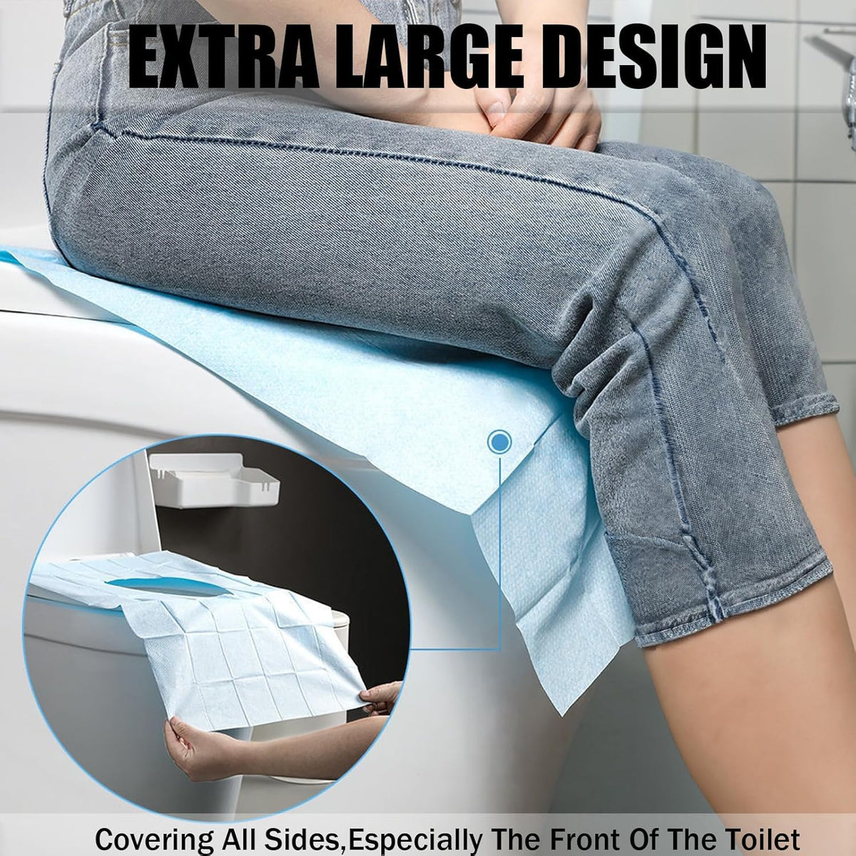 80 Pack Toilet Seat Covers Disposable 16x24 Inch XL Portable Toilet Liners Travel Seat Cover for