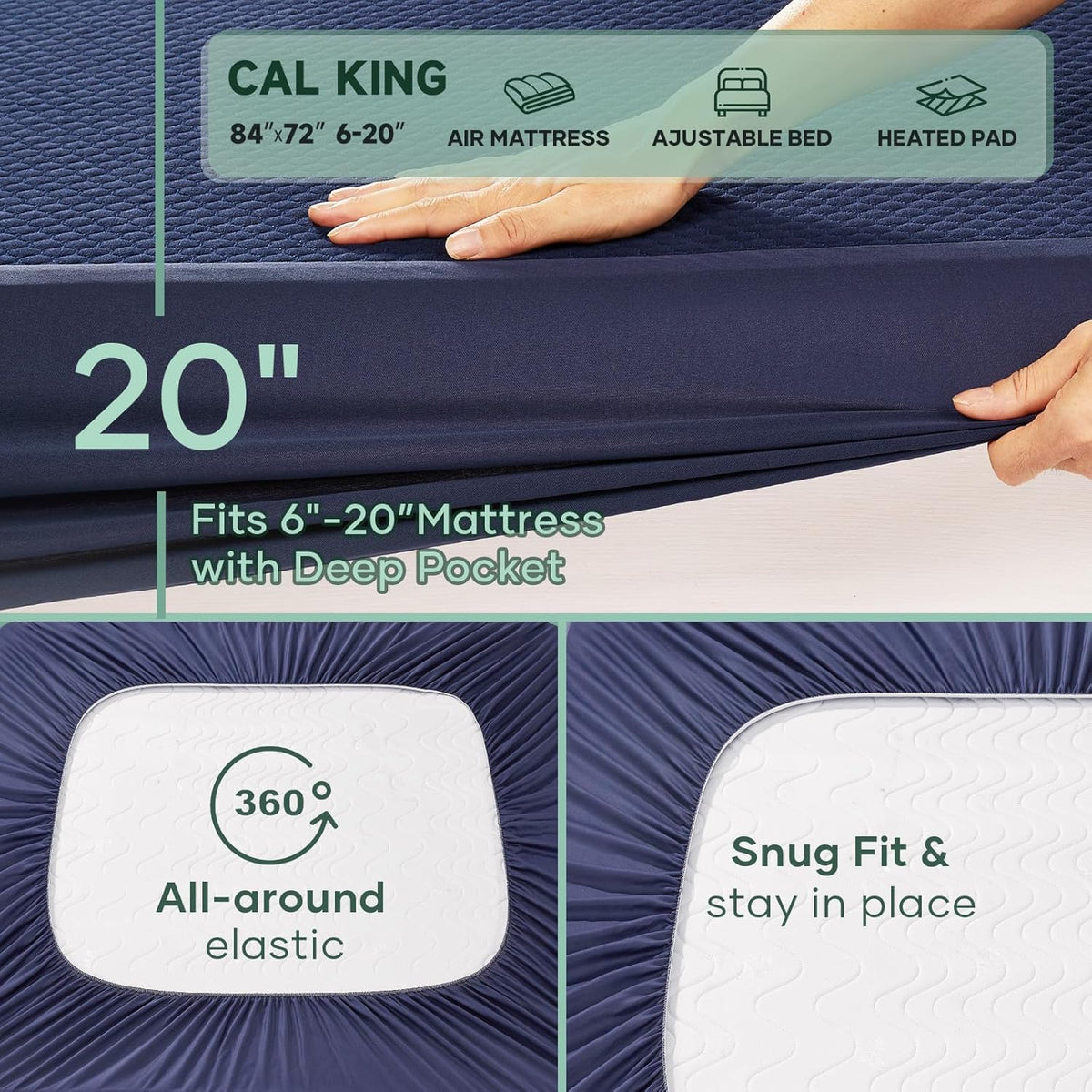 OhGeni 100% Waterproof Mattress Protector, Cal King Size Mattress Pad, Fits 6"-20" Mattresses with