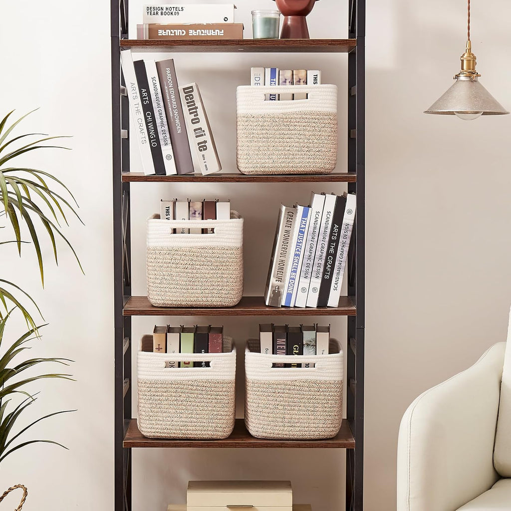 OIAHOMY 4 Pack Storage Baskets for Organizing, Basket for Shelves with Handle, Woven Baskets for