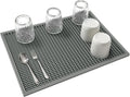 dish drying mat - 18" x 12" Grey silicone drying mat , kitchen counter dish drying mats,rubber dish