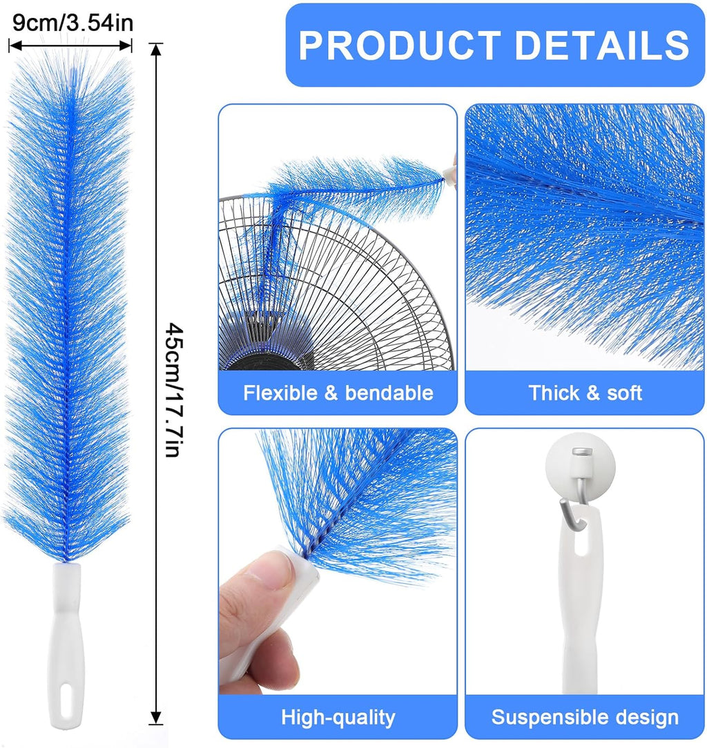 2 Pcs Fan Cleaner Brushes, Bendable Fan Cleaning Brush Cobweb Duster Set Microfiber Head Washable
