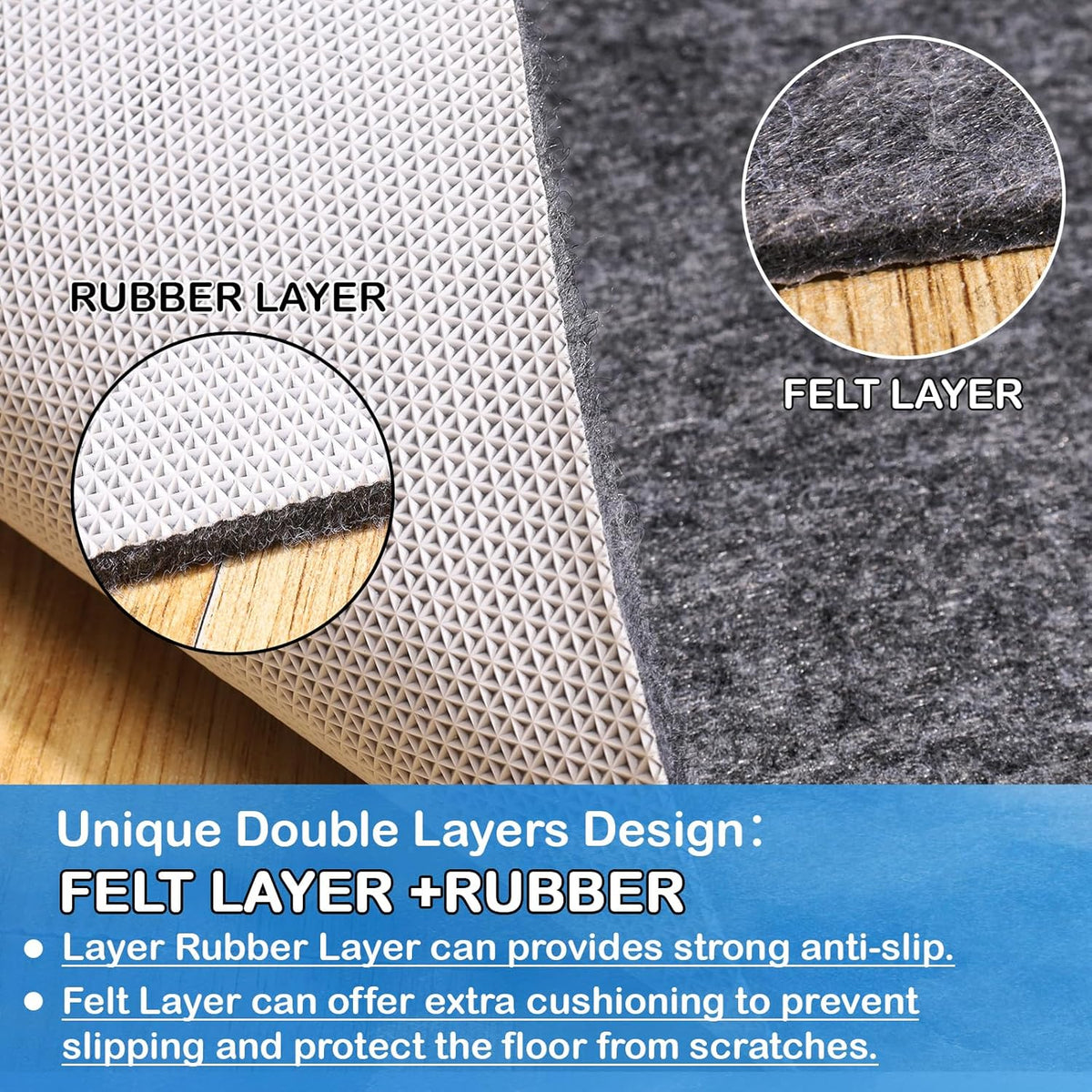 Non-Slip Rug Pads 8 x 10 ft, 100% Waterproof Extra Large Area Rugs Non Skid Rug Pad for All Floors