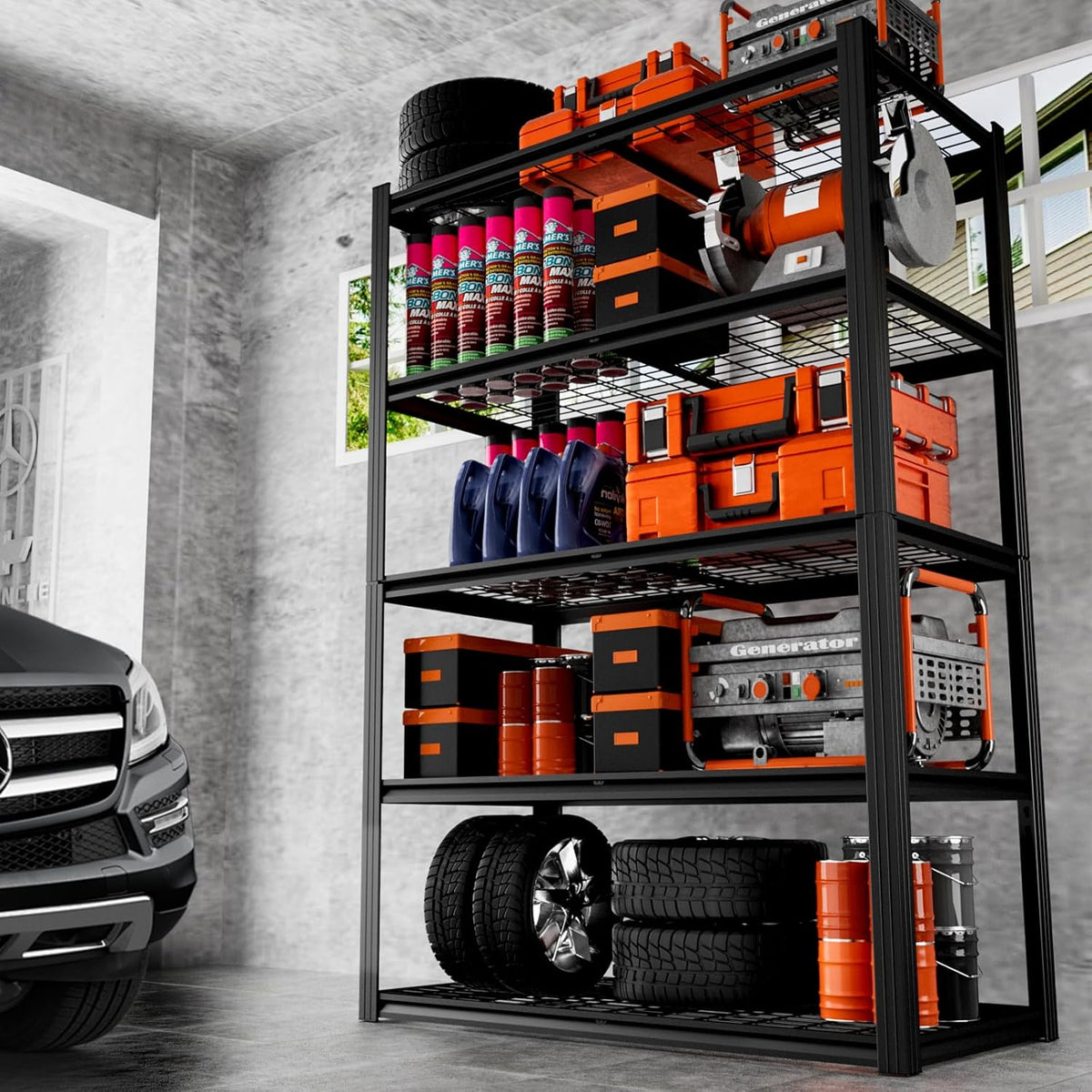 Garage Shelving, Storage Shelves Heavy Duty 2800 LBS Capacity, 5 Tier Adjustable Metal Organizer