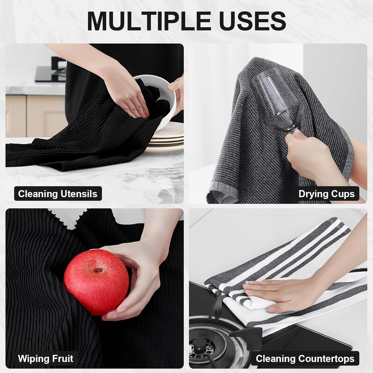Homaxy Premium Kitchen Towels(18”x 28”, 9 Pack), Large Cotton 380 GSM Kitchen Hand Towels, Soft and