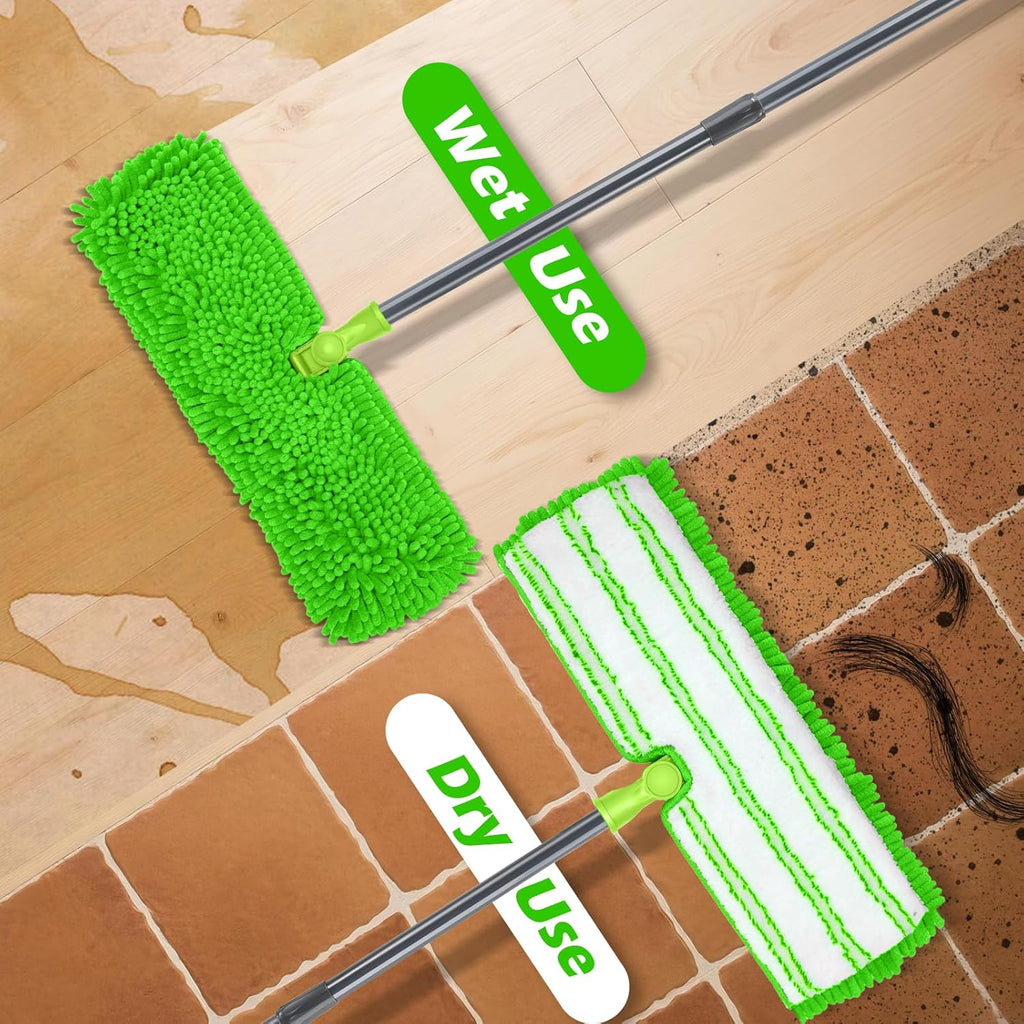 MASTERTOP Microfiber Mops for Floor Cleaning, Double-Sided Dust Mop with 4 Reusable & Washable Mop