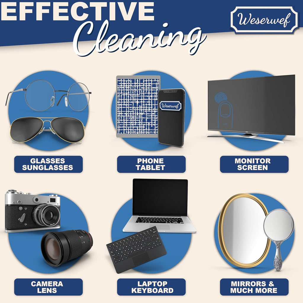 WESERWEF Design Microfiber Glasses Cleaning Cloth – Premium Cleaning Cloth for Eyeglasses, Screens