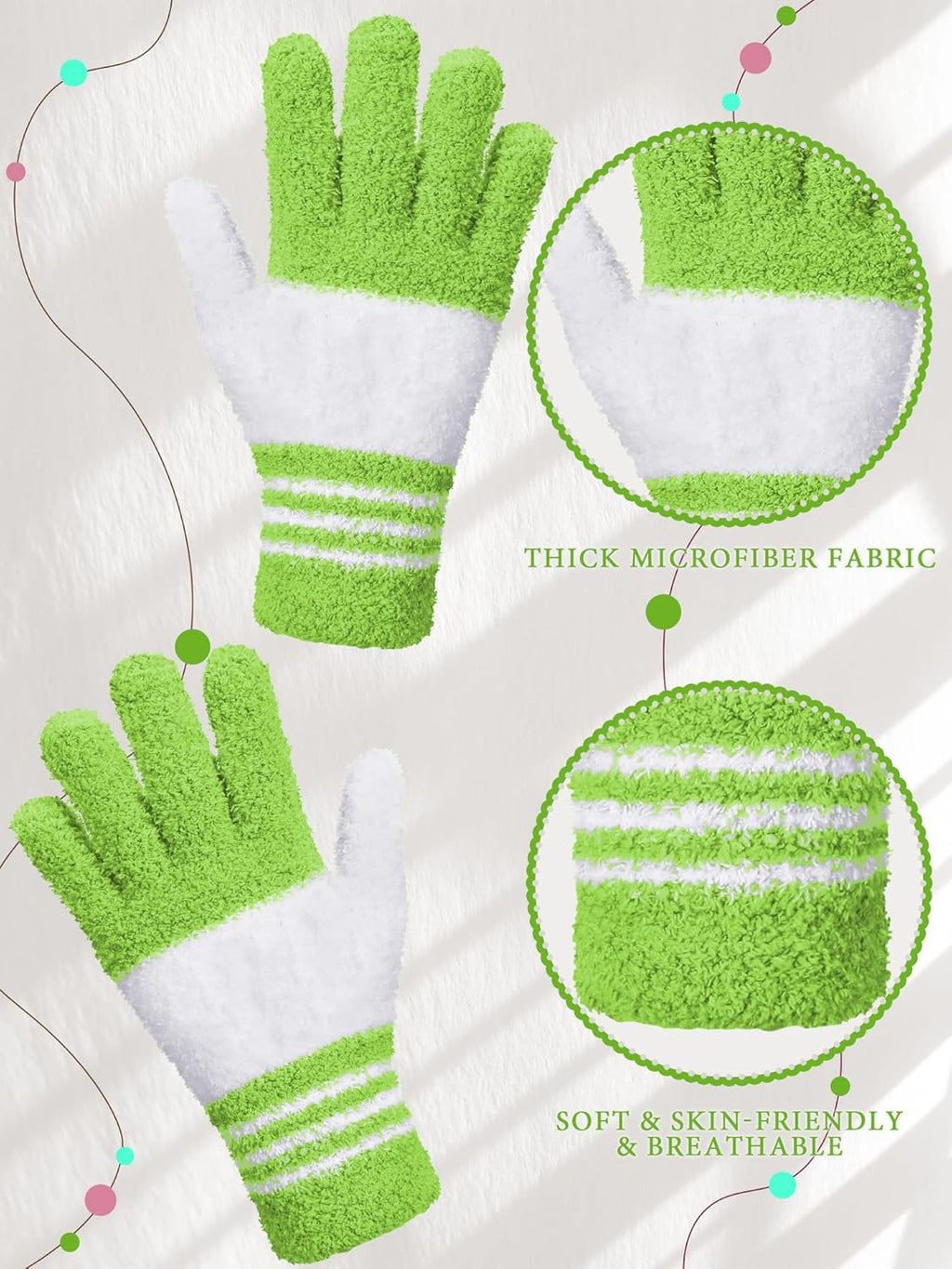 Patelai 3 Pairs Microfiber Plant Dusting Gloves Leaf Cleaning Gloves for Indoor Plants, Blinds