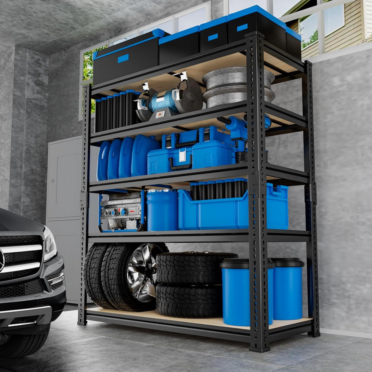 Garage Shelving, 2 PCS Storage Shelves Heavy Duty 2000 LBS Capacity, 5 Tier Adjustable Metal