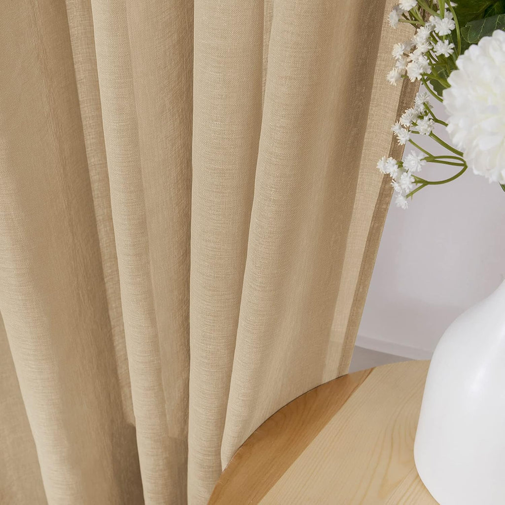 Tollpiz Sheer Tier Curtains Kitchen Linen Textured Half Curtain Sheers Light Filtering Rod Pocket