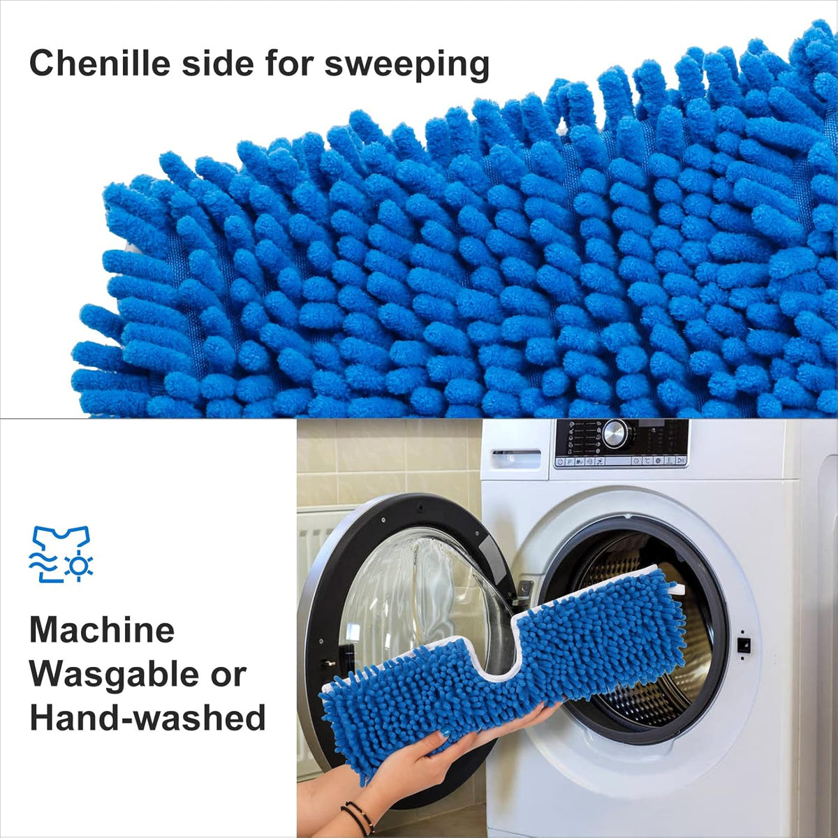 4 Pack Chenille Mop Heads Replacements Compatible with Oceda Dual-Action Microfiber Flip Mop