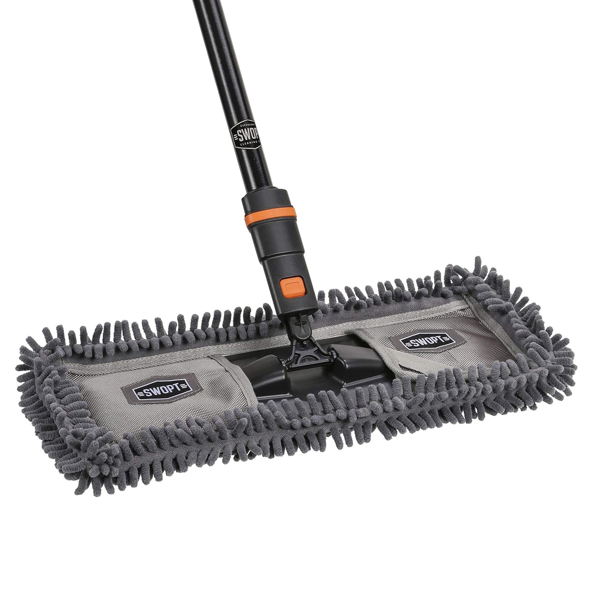 SWOPT 18” Microfiber Dust Mop + 60" Steel Handle, Combo — Dust Mop Head with Long Handle