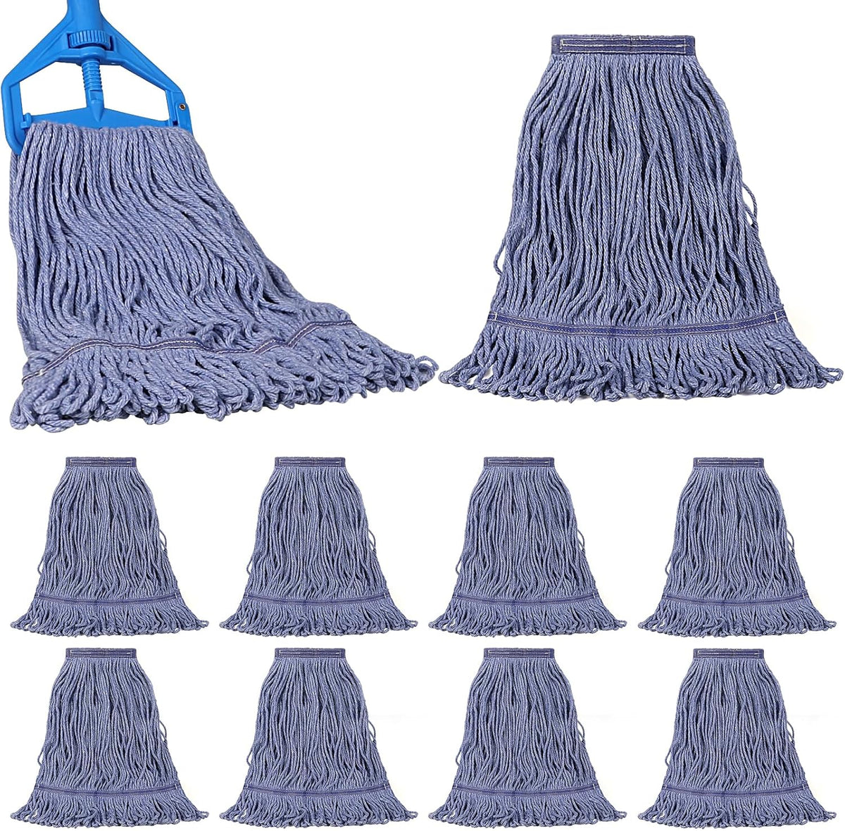 JERIA 8 Pack Heavy Duty Mop Head Replacements,String Mop Head for Commercial,Used for Home,Office