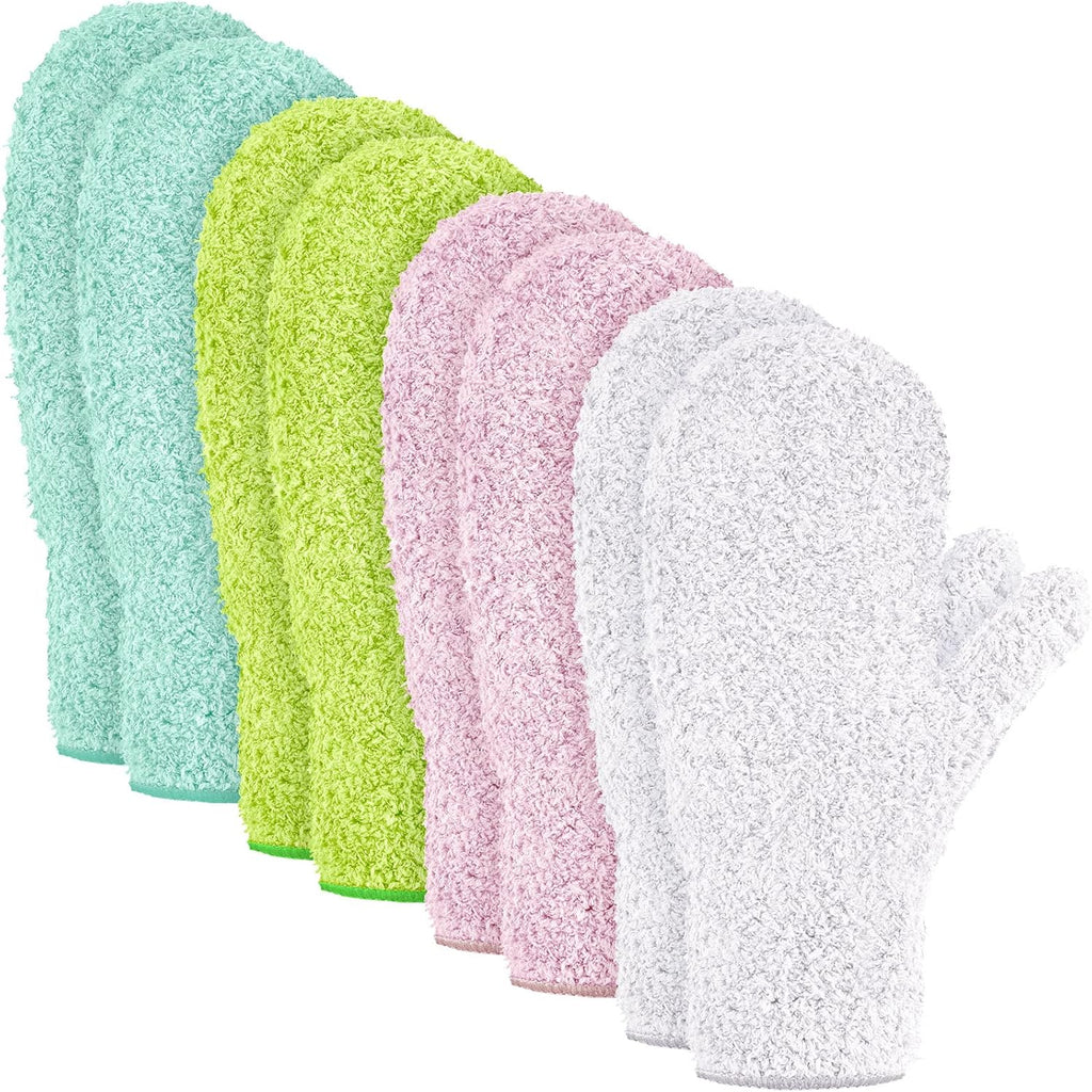 Bencailor 4 Pair Microfiber Dusting Mittens Reusable Women Cleaning Mittens with Thumb for Kitchen