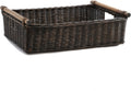 The Basket Lady Low Pole Handle Wicker Storage Basket, Extra Large, 21.5 in L x 14.5 in W x 6.5 in