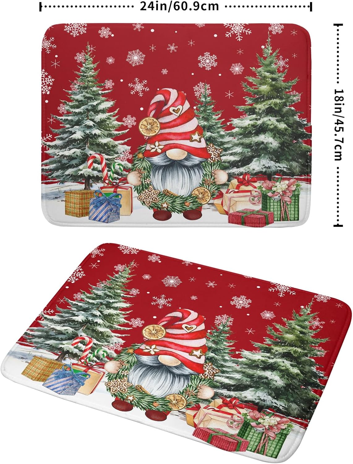 Christmas Dish Drying Mat for Kitchen Counter, Merry Christmas Dish Drying Mat 18 x 24 Inch Xmas