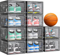 10 Pack Thicken Shoe Organizer Stackable,Upgraded Sturdy Shoe Storage Box with Magnetic Door,Shoe