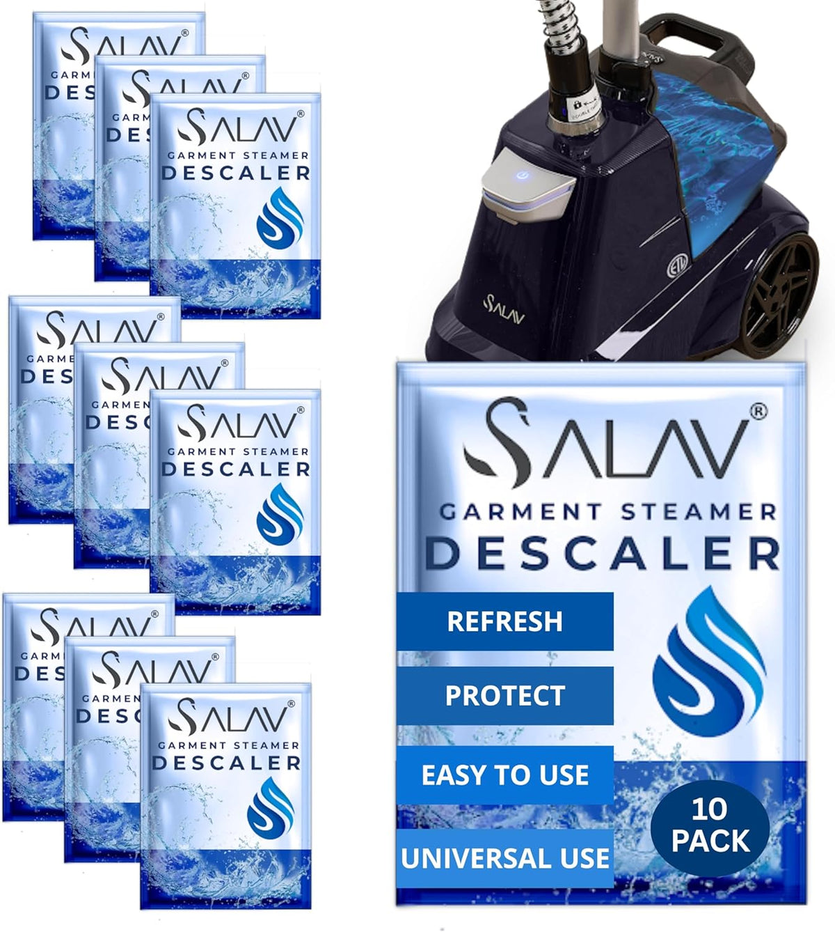 Garment Steamer Descaling Solution Decalcifier Packets for Mineral Deposits and Build-up Removal