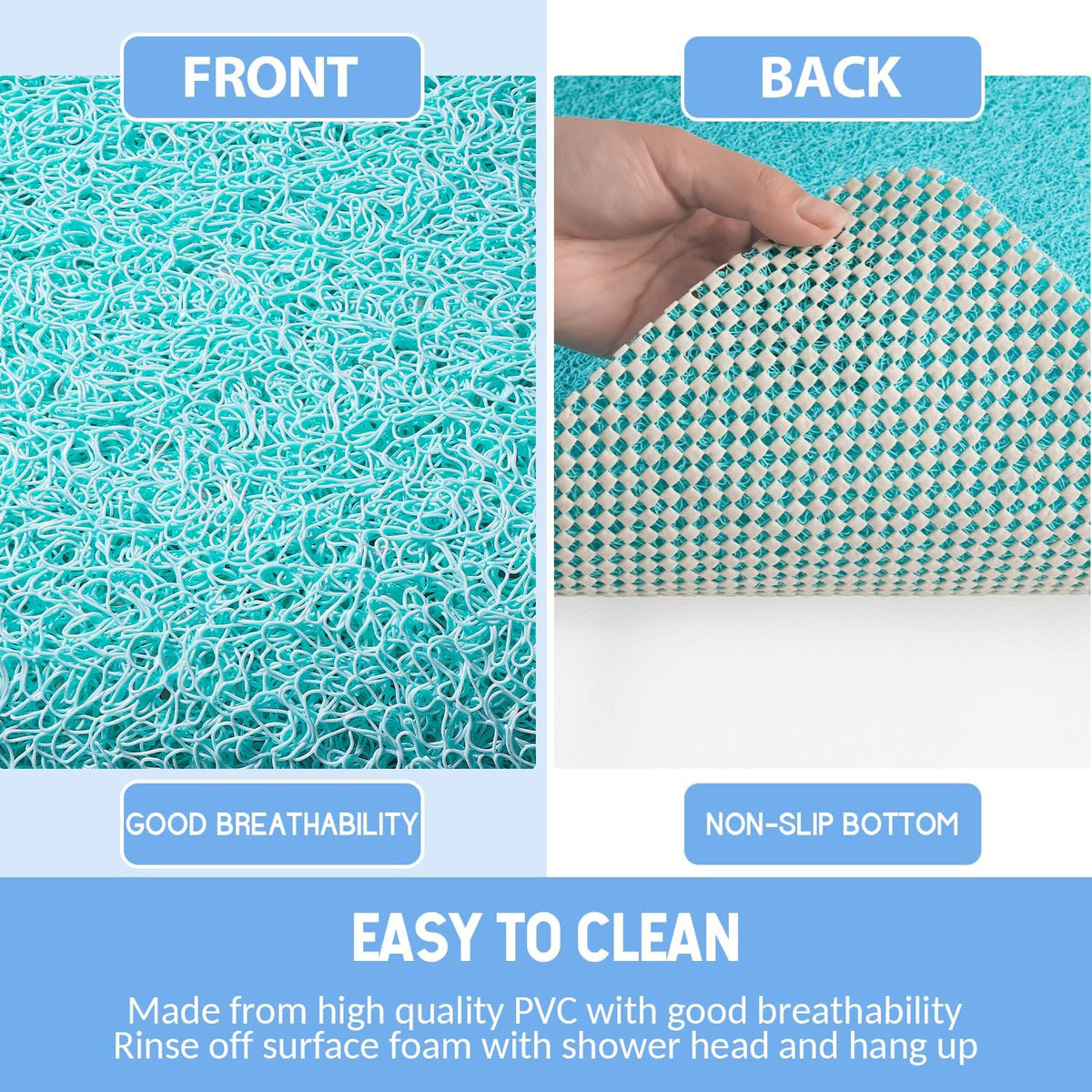 Non-Slip Bathtub Mat, 2 Pack Anti Slip Shower Mat, Fast Drying Bathtub Mats, Foot Scrubber Mat