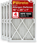 Filtrete 16x25x1 AC Furnace Air Filter, MERV 11, MPR 1000, Micro Allergen Defense, 3-Month Pleated