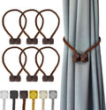 Hion Magnetic Curtain Tiebacks Dark Brown 6 Pack, Curtain Tiebacks Buckles Holdbacks Holders Hooks