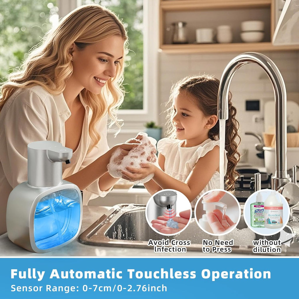 Automatic Liquid Soap Dispenser, 17oz/500ml Touchless Rechargeable with 4-Level Adjustable & IPX5
