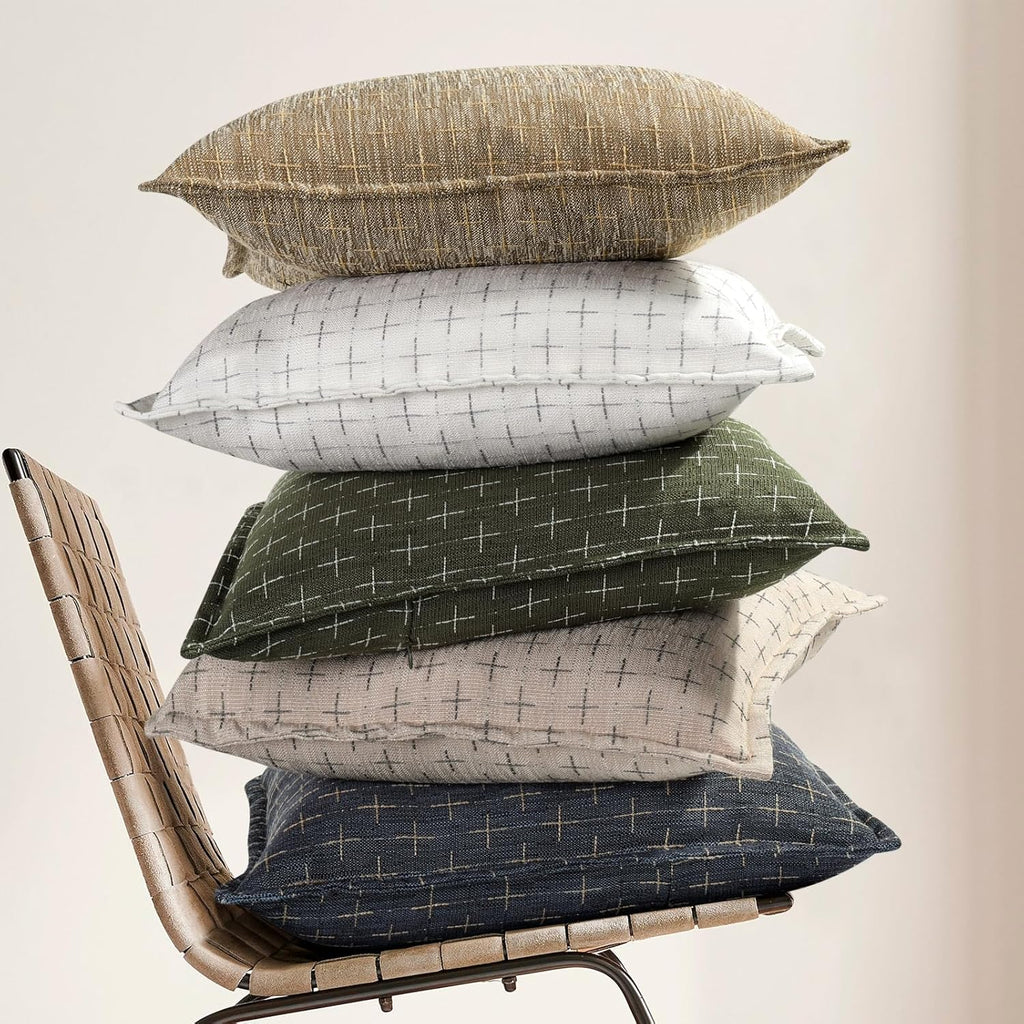 ZWJD Pillow Covers 20x20 Set of 2 Soft Polyester Textured Pillow Covers with Stylish Flange Edge