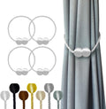Hion Magnetic Curtain Tiebacks White 4 Pack, Curtain Tiebacks Buckles Holdbacks Holders Hooks Clip