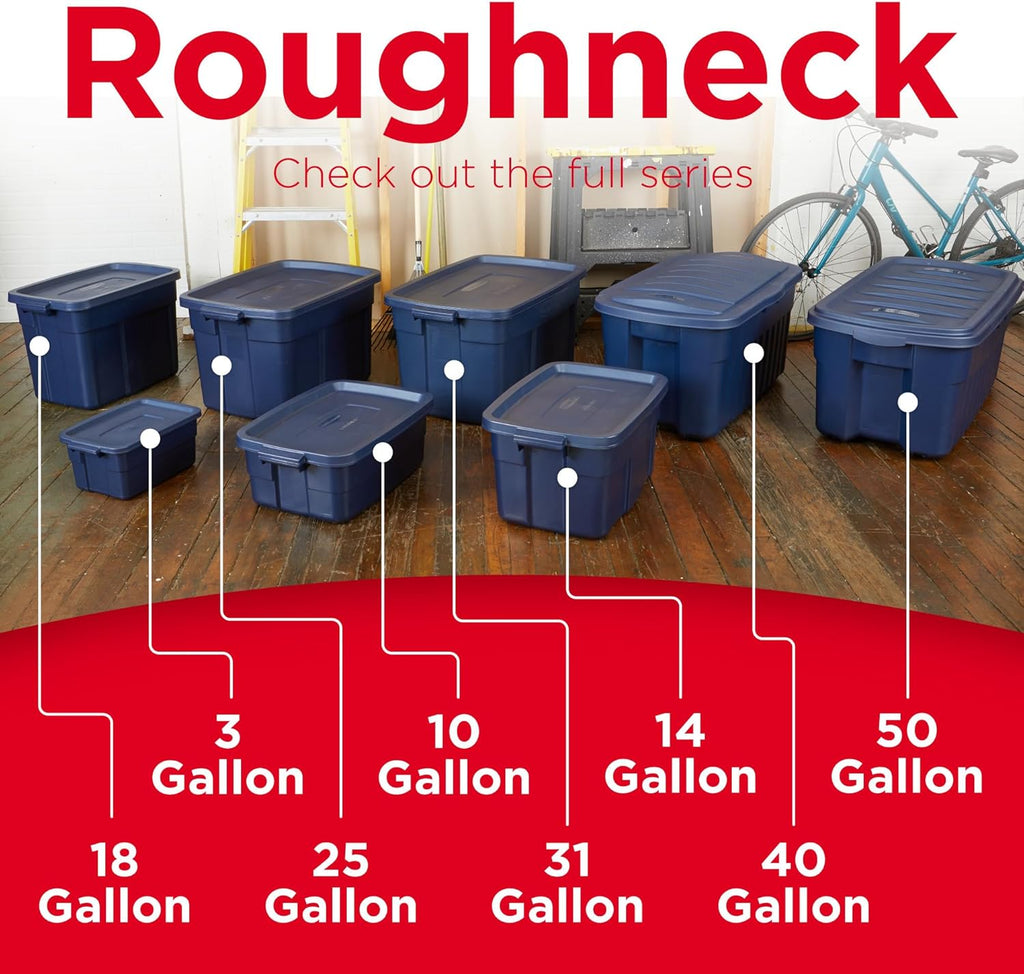 Rubbermaid Roughneck Tote Variety - |Made in the USA| Dark Indigo Metallic, Rugged Plastic