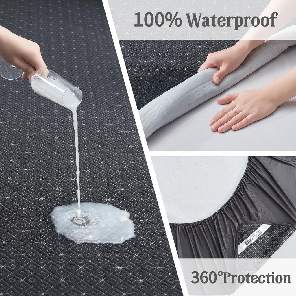 BEDLORE Twin Mattress Protector, Waterproof Noiseless Mattress Cover with Stretchable Pockets for