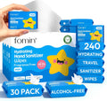 Fomin Mini Hand Sanitizer Wipes 30 Pack (8 Count) - Fragrance Free Mini Wet Wipe - pH Balanced