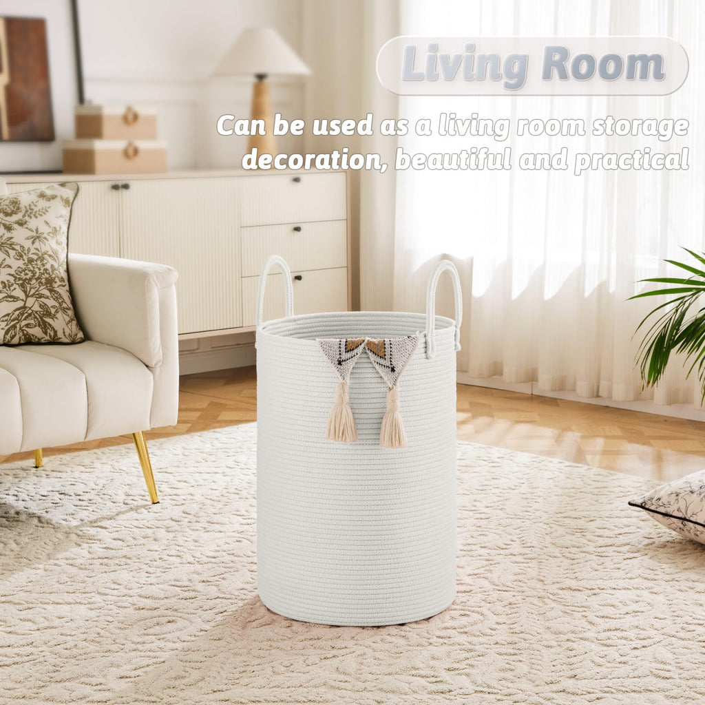 Laundry Basket,Woven Cotton Rope Laundry Hamper,100L for Decorative Storage of Dirty Clothes,Toys
