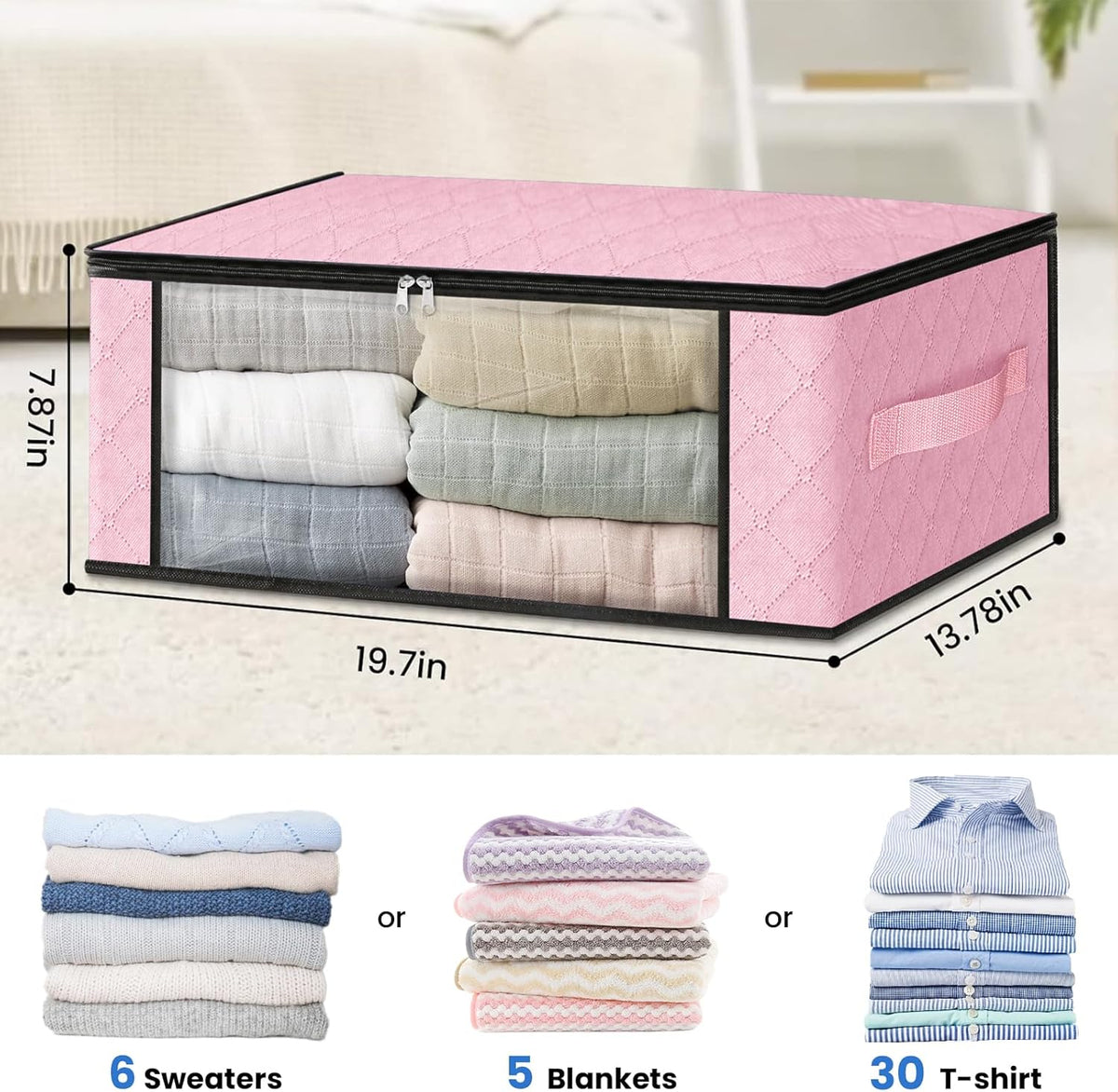 HomeHacks Storage 8-Pack Clothes Organizer Storage Bags Foldable Storage Box with Large Clear