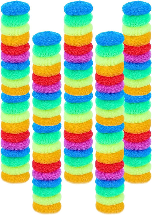 100 Pcs Plastic Dish Scrubbers, Reusable Non-Scratch Nylon Scouring Pads Bulk for Kitchen Cleaning